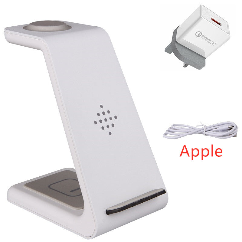 Carregador Sem Fio Rápido 3 em 1 – Suporte para Celular, Smartwatch e Fone