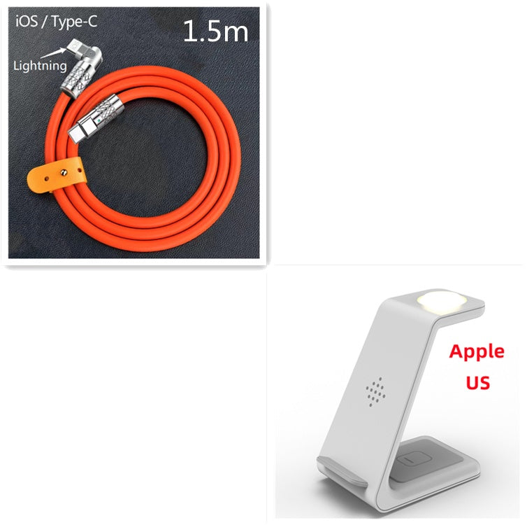 Carregador Sem Fio Rápido 3 em 1 – Suporte para Celular, Smartwatch e Fone