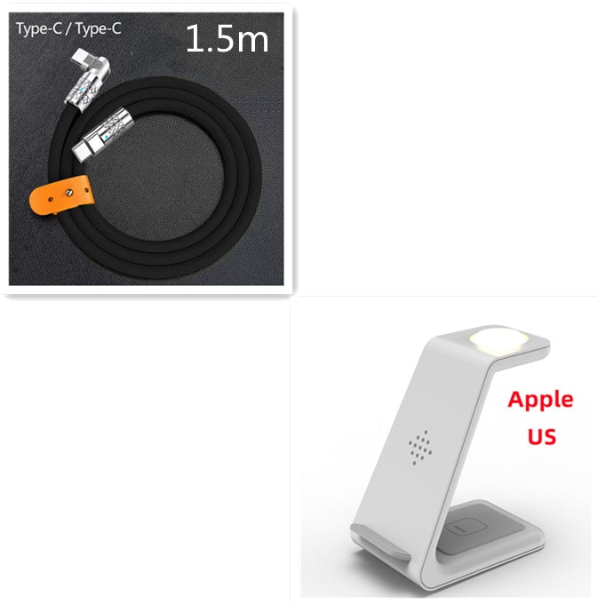 Carregador Sem Fio Rápido 3 em 1 – Suporte para Celular, Smartwatch e Fone