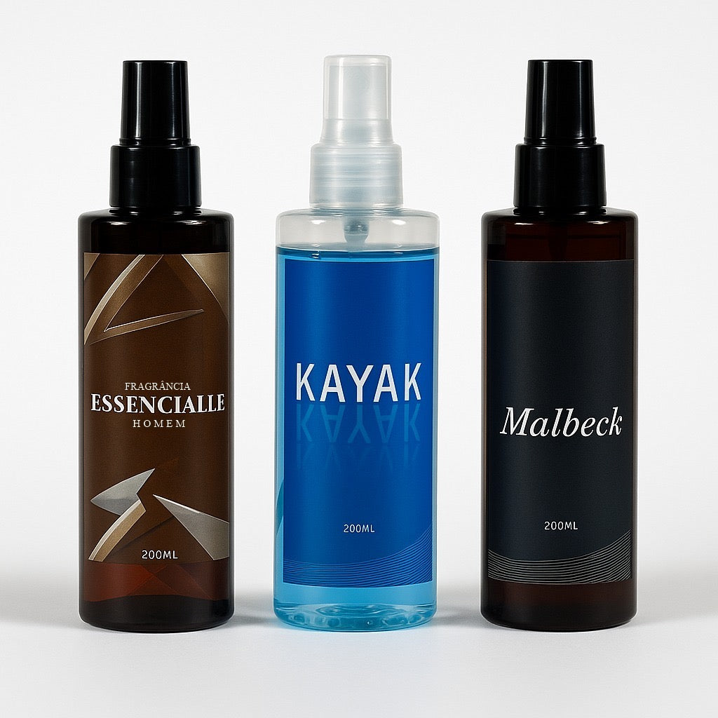 Kit Masculino 3 Body Splash – Kayak + Essenciale + Malbeck 200ml