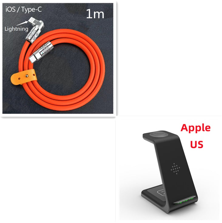Carregador Sem Fio Rápido 3 em 1 – Suporte para Celular, Smartwatch e Fone