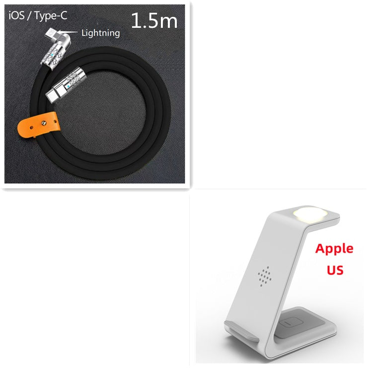 Carregador Sem Fio Rápido 3 em 1 – Suporte para Celular, Smartwatch e Fone