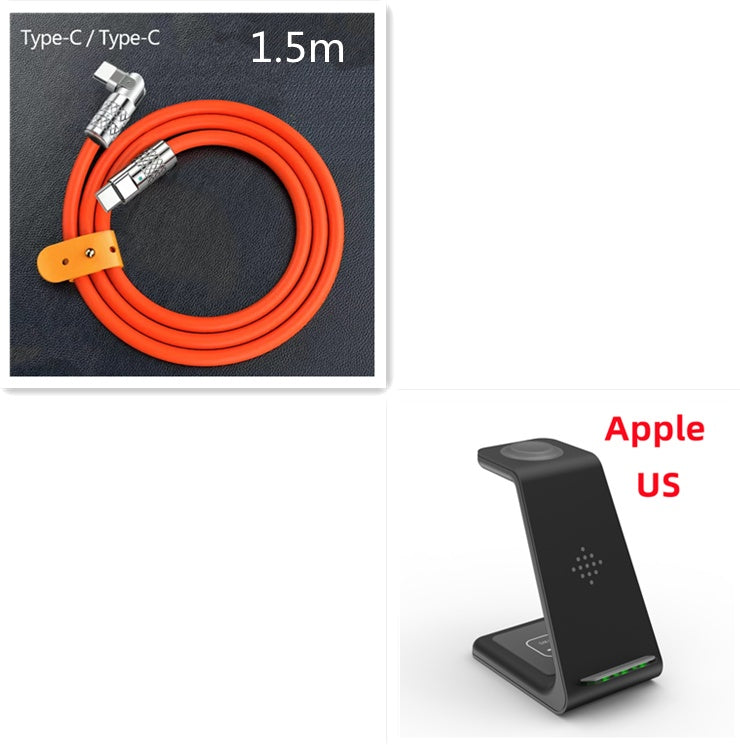 Carregador Sem Fio Rápido 3 em 1 – Suporte para Celular, Smartwatch e Fone