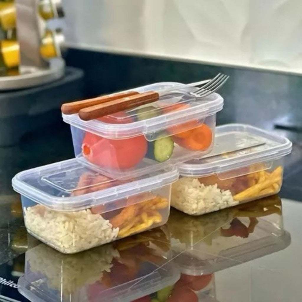 Kit Marmitas Potes 750ml com Travas Laterais BPA FREE – Organizador de Congelador