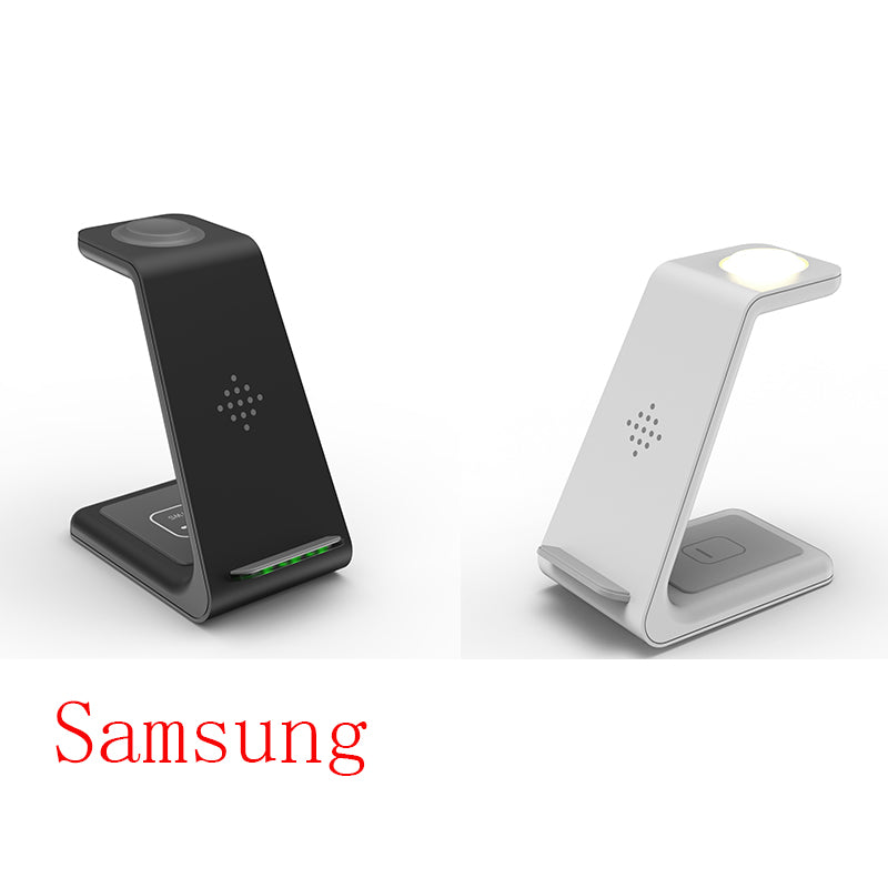 Carregador Sem Fio Rápido 3 em 1 – Suporte para Celular, Smartwatch e Fone
