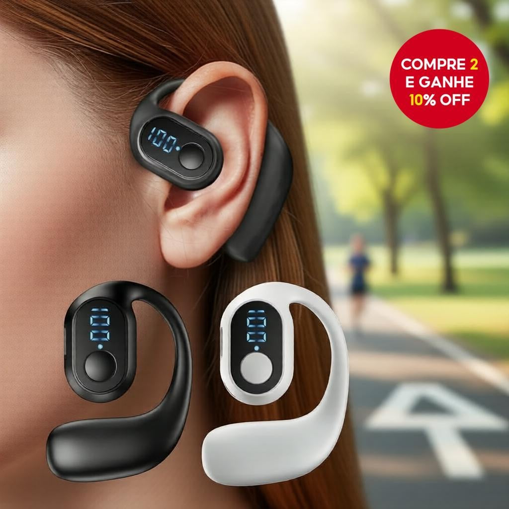 Fone de Ouvido Bluetooth Sem Fio D6/D50 à Prova d'Água com Microfone
