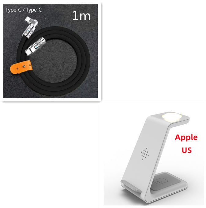 Carregador Sem Fio Rápido 3 em 1 – Suporte para Celular, Smartwatch e Fone