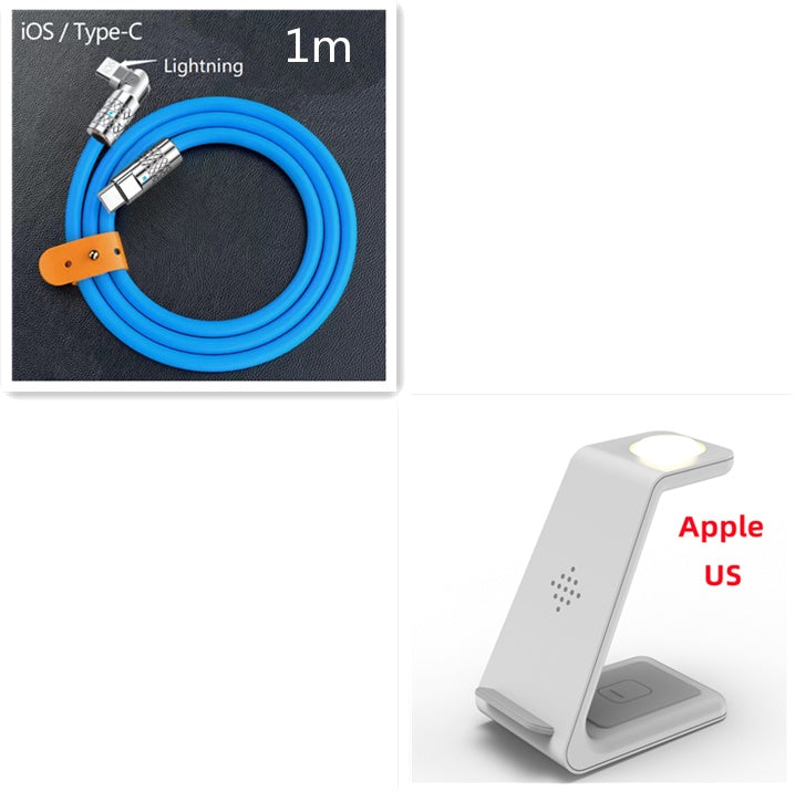 Carregador Sem Fio Rápido 3 em 1 – Suporte para Celular, Smartwatch e Fone