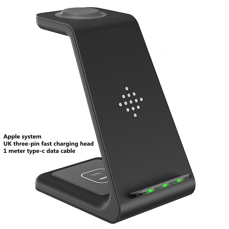 Carregador Sem Fio Rápido 3 em 1 – Suporte para Celular, Smartwatch e Fone