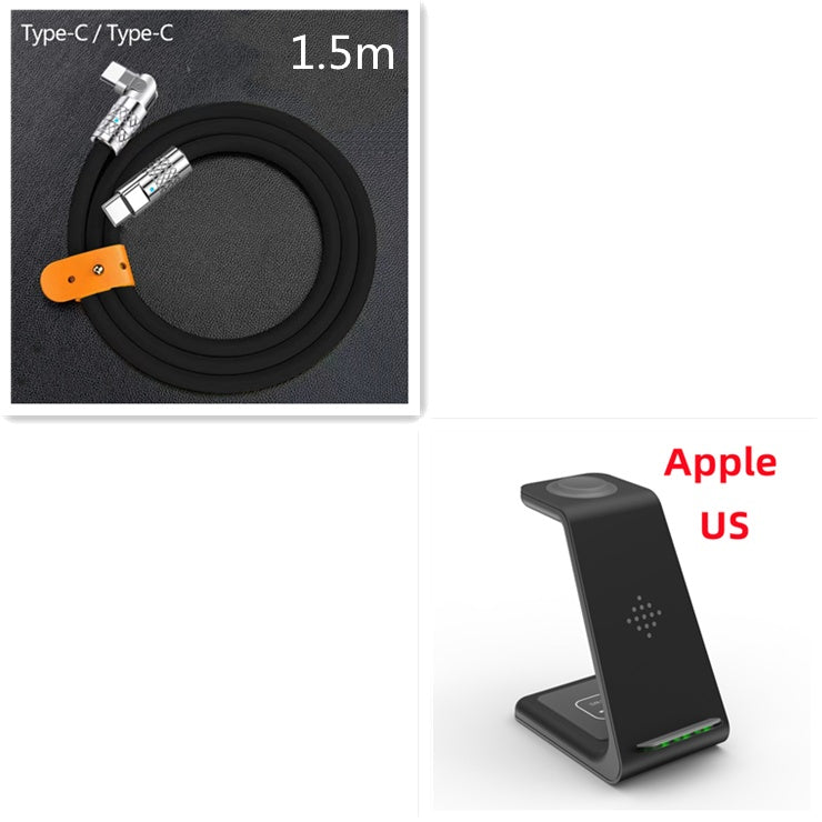 Carregador Sem Fio Rápido 3 em 1 – Suporte para Celular, Smartwatch e Fone